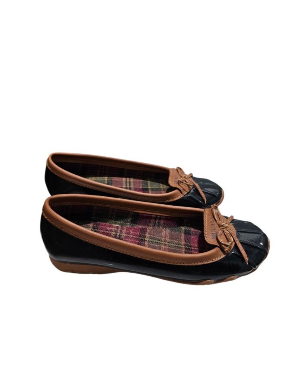 Aquaduck Women 6.5M Duck Shoes Black Tan Plaid Archival Cottagecore Rare Iconic - Picture 5 of 7